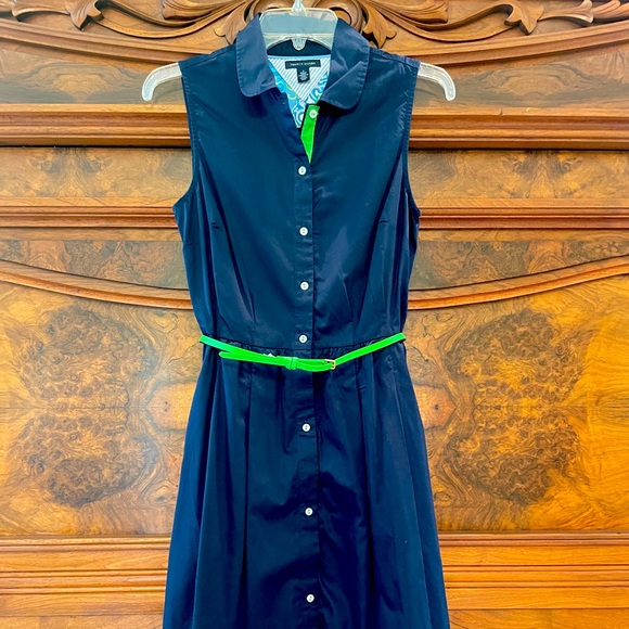 Tommy Hilfiger Navy/Green Sleeveless belted dress - Picture 3 of 12